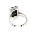 Vintage Hematite Ring - Retro Sterling Silver Emerald Cut Gray Metallic Solitaire - Circa 1970s Size 7 Statement Jewelry Fashion Accessory