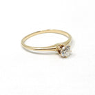 Antique Diamond Ring - Edwardian 14k Yellow Gold .30 CT Natural Old European Cut - Circa 1910s Size 6 3/4 Fine Wedding Engagement Jewelry