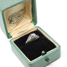 Vintage Diamond Ring - Art Deco 18k White Gold Natural .22 CT Solitaire Engagement - Circa 1930s Size 4 3/4 Octagonal Filigree Fine Jewelry