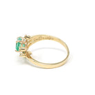 Emerald & Diamond Ring - Estate 14k Yellow Gold Natural Green Gemstone - Modern 2000's Era Size 6 1/4 May Birthstone Branch Bypass Jewelry