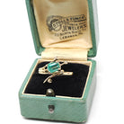 Emerald & Diamond Ring - Estate 14k Yellow Gold Natural Green Gemstone - Modern 2000's Era Size 6 1/4 May Birthstone Branch Bypass Jewelry
