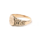 Edwardian Signet Ring - Antique 10k Yellow Gold Oval EMP Engraved Letters Monogram Initials - Vintage 1910s Size 5 3/4 Fine Scroll Jewelry