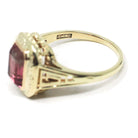 Watermelon Tourmaline Ring - Art Deco 10k Yellow Gold Natural Pink Green BiColor Gem - Circa 1930s Size 4.5 Fine October Birthstone Jewelry