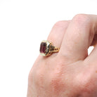 Watermelon Tourmaline Ring - Art Deco 10k Yellow Gold Natural Pink Green BiColor Gem - Circa 1930s Size 4.5 Fine October Birthstone Jewelry