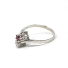 Vintage Ruby & Diamond Ring - Retro 8k White Gold Branch Bypass Toi Et Moi Statement - Circa 1970s Era Size 5 1/2 Fine Birthstone Jewelry