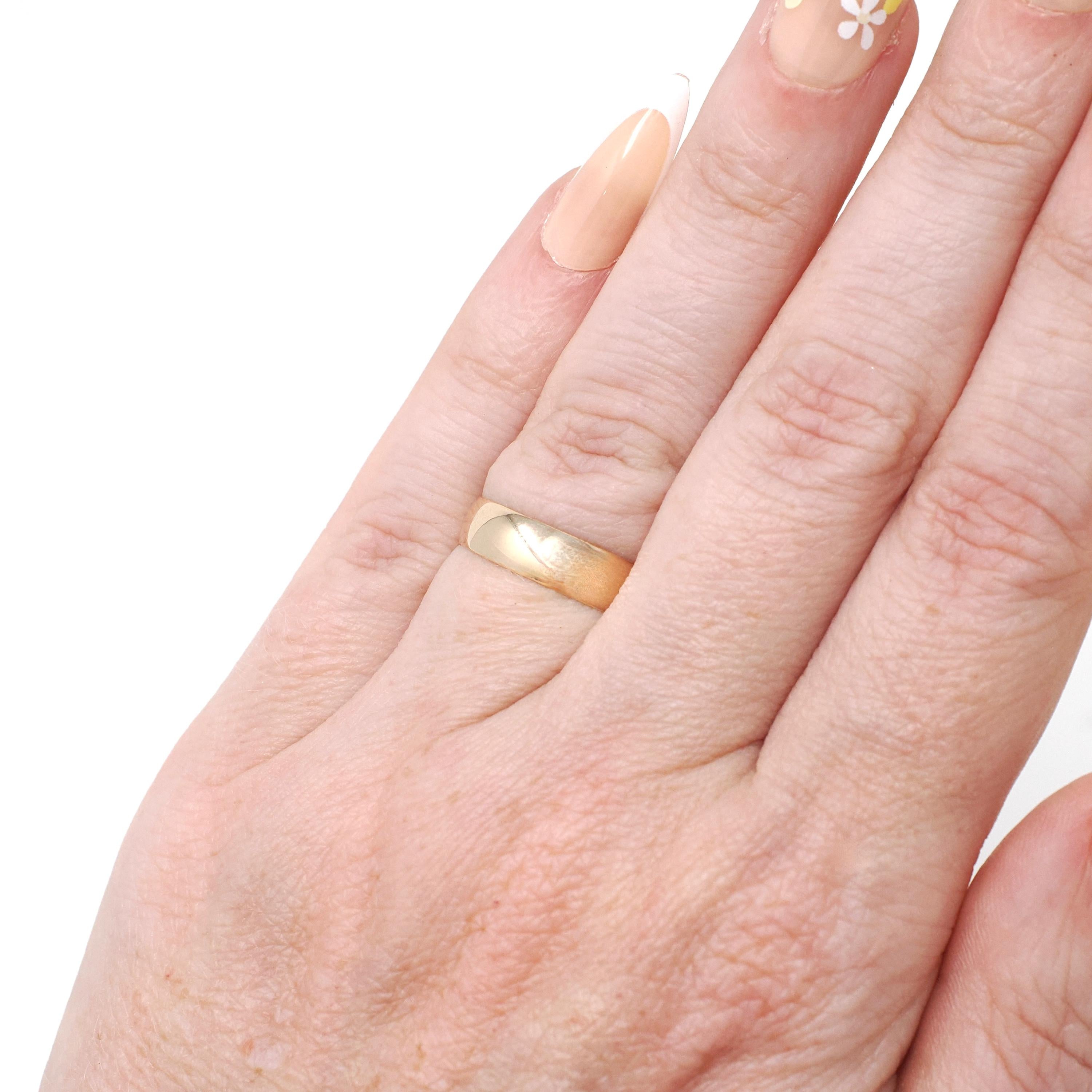 Antique Wedding Band - Edwardian 10k Yellow Gold 4.6 MM Minimalist Stacking Ring - Circa 1900s Era Size 4 3/4 Fine J.R. Wood & Sons Jewelry