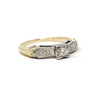 Vintage Diamond Ring - Mid Century 14k Yellow & White Gold Natural Two Tone Engagement - Circa 1950s Size 4 1/4 Reverse Tapered Fine Jewelry
