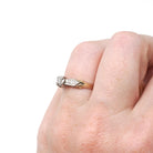 Vintage Diamond Ring - Mid Century 14k Yellow & White Gold Natural Two Tone Engagement - Circa 1950s Size 4 1/4 Reverse Tapered Fine Jewelry