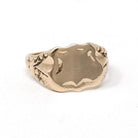 Edwardian Signet Ring - Antique 10k Rosy Yellow Gold Blank Shield Statement Unisex Band - Circa 1900s Era Size 5 1/2 Fine Floral Jewelry