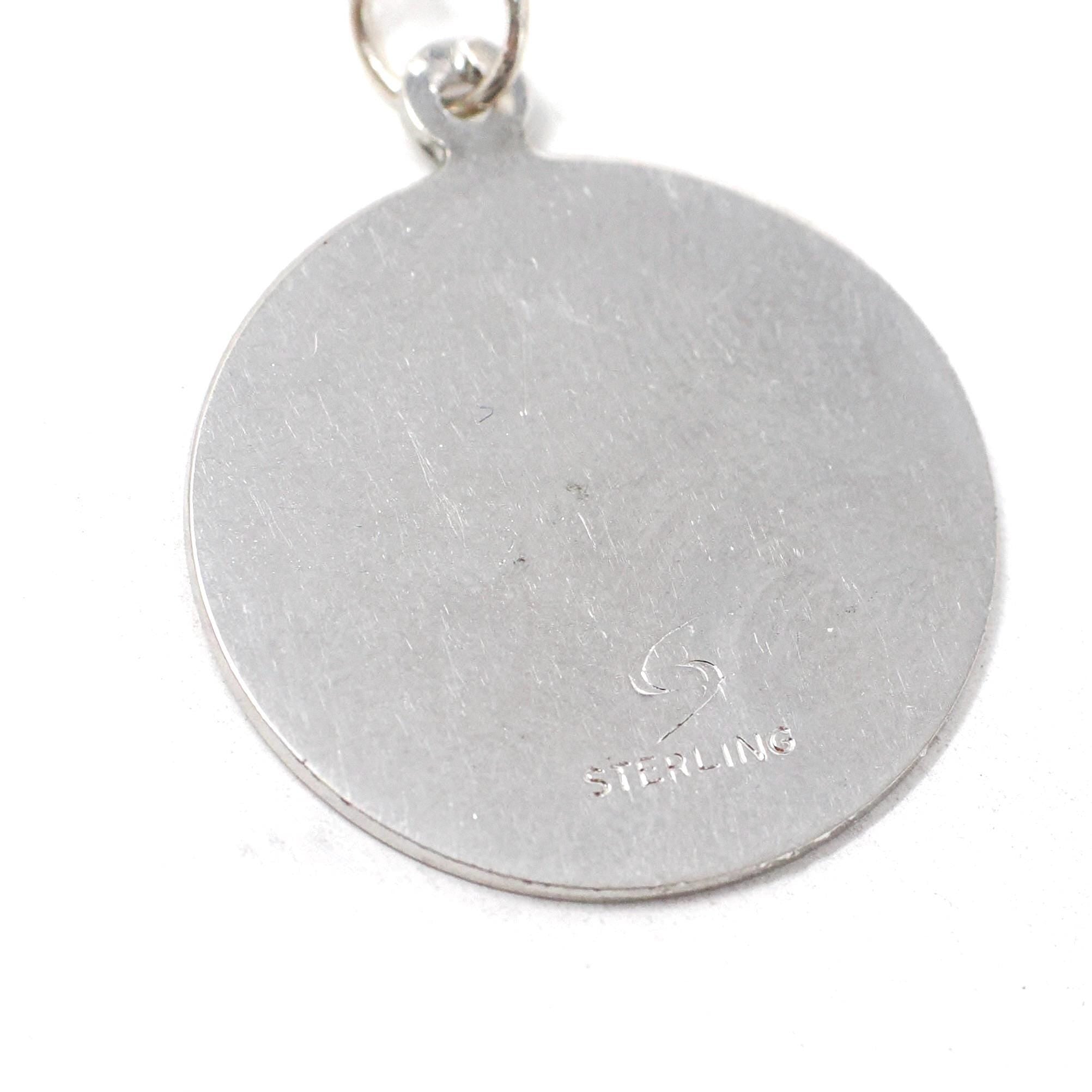 Vintage Mother Necklace - Retro Sterling Silver Round Hearts Charm Pendant - Circa 1970s Era Mom Love Token Mothers Day Gift 70s Jewelry