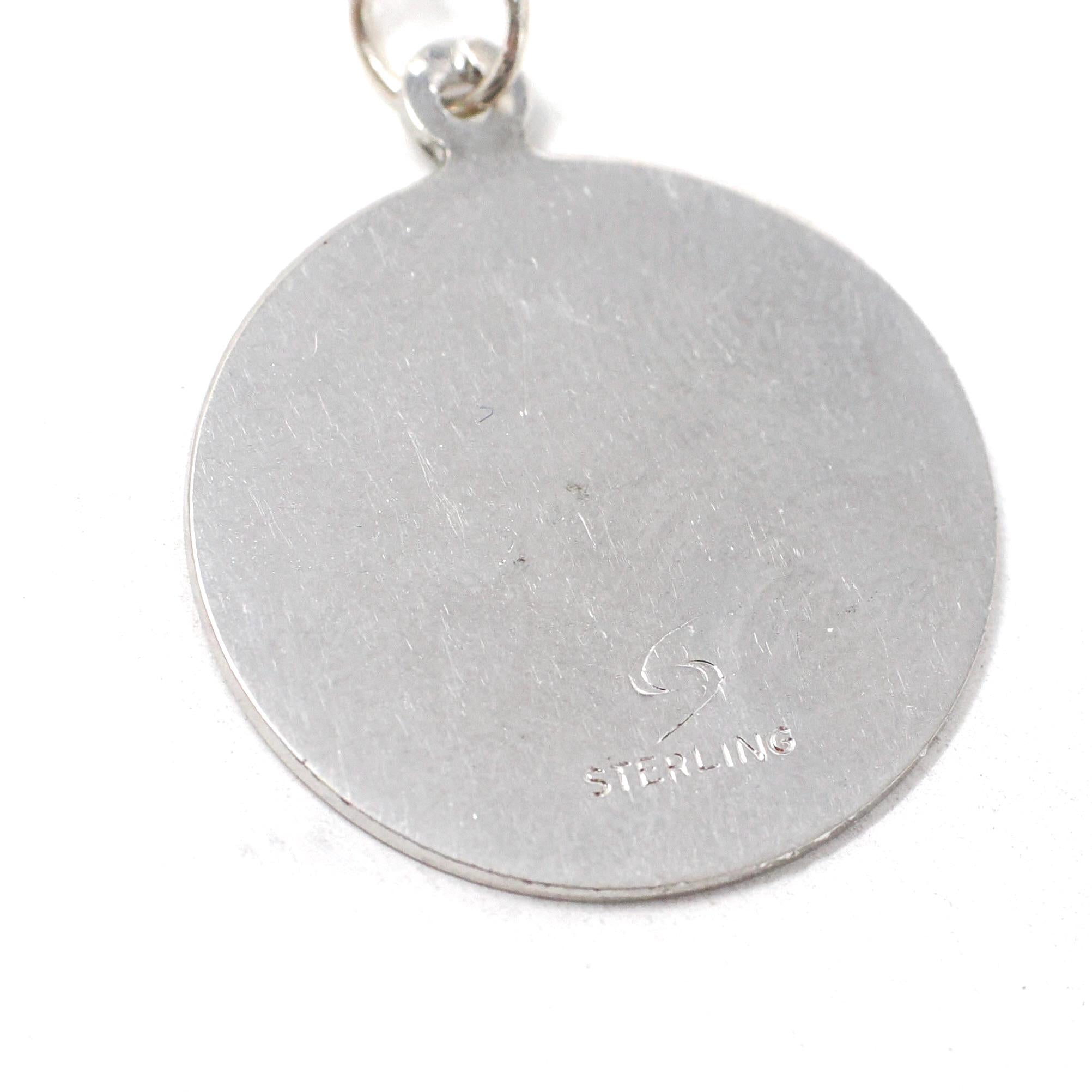 Vintage Mother Necklace - Retro Sterling Silver Round Hearts Charm Pendant - Circa 1970s Era Mom Love Token Mothers Day Gift 70s Jewelry