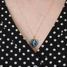 Cupid Heart Pendant - Estate 14k Yellow Gold Carved Black & White Onyx Cherub Bow Charm Necklace - Modern Circa 2000s Era Love Fine Jewelry