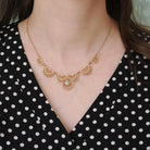 Vintage Filigree Necklace - Mid Century 10k Yellow Gold Natural Blue Zircon Panel Festoon - Early 1940s Deco Style Graduated Fine Jewelry