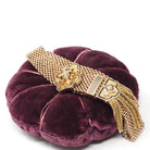 Victorian Mesh Slide Bracelet - Antique 10k Yellow Gold Black Enamel Taille D'epargne Seed Pearl - Vintage 1800s Tassel Rare Fine Jewelry