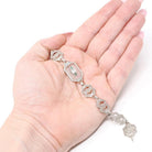 Rock Crystal Quartz Bracelet - Art Deco 10k White Gold Natural Diamond & Camphor Glass Style Statement - Vintage 1930s Filigree Fine Jewelry