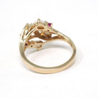 Opal & Ruby Ring - Estate 10k Yellow Gold Natural Cabochon Cut Gemstones - Modern Era Size 6 3/4 October Birthstone Fine Statement Jewelry