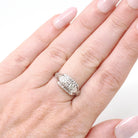 Mid Century Diamond Ring - Vintage 14k White Gold .12 CTW Anniversary Band - Circa 1950s Era Size 6 Illusion Fine Bridal Statement Jewelry