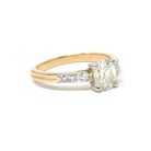 Diamond Engagement Ring - Modern 18k Yellow Gold & Platinum Two Tone French Bridal - Estate Vintage Style Size 6 1/2 GIA Report Fine Jewelry