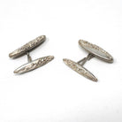 Edwardian Cufflinks - Vintage Sterling Silver Matched Repousse Navette Plate Design - Circa 1900s Set of 2 Scroll Links Fine Unisex Jewelry