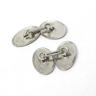 Art Deco Cufflinks - Vintage Sterling Silver Matched Oval Linear Engraved Plate Design - Circa 1930s Era Set of 2 Links Fine Unisex Jewelry