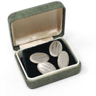 Art Deco Cufflinks - Vintage Sterling Silver Matched Oval Linear Engraved Plate Design - Circa 1930s Era Set of 2 Links Fine Unisex Jewelry