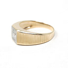 Vintage Diamond Ring - Retro 14k Yellow & White Gold Unisex .73 CT Engagement Band - Circa 1970s Era Size 12 Two Tone Fine Bridal Jewelry