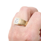 Vintage Diamond Ring - Retro 14k Yellow & White Gold Unisex .73 CT Engagement Band - Circa 1970s Era Size 12 Two Tone Fine Bridal Jewelry
