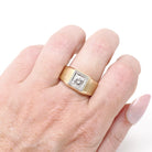 Vintage Diamond Ring - Retro 14k Yellow & White Gold Unisex .73 CT Engagement Band - Circa 1970s Era Size 12 Two Tone Fine Bridal Jewelry