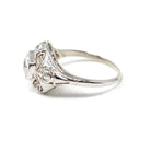 Vintage Diamond Ring - Art Deco 14k White Gold Natural .66 CTW Dome - Circa 1930s Era Size 5 3/4 Engagement Filigree Hexagonal Fine Jewelry