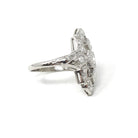 Vintage Shield Ring - Art Deco Die Struck Platinum .57 CTW Diamond Engagement - Circa 1930s Era Size 5 Filigree Fine Lace Bridal Jewelry