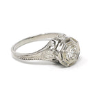 Antique Diamond Ring - Art Deco 18k White Gold Natural .50 CT Engagement - Circa 1920s Size 8 Filigree Belais Tall Basket Fine 20s Jewelry