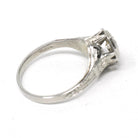 Antique Diamond Ring - Art Deco 18k White Gold Natural .50 CT Engagement - Circa 1920s Size 8 Filigree Belais Tall Basket Fine 20s Jewelry