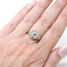 Antique Diamond Ring - Art Deco 18k White Gold Natural .50 CT Engagement - Circa 1920s Size 8 Filigree Belais Tall Basket Fine 20s Jewelry