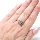 Vintage Diamond Ring - Mid Century 14k Yellow & White Gold Natural .50 CTW Clustered Engagement - Circa 1940s Size 5.5 Illusion Fine Jewelry