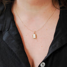Vintage Cameo Necklace - Mid Century 10k Yellow Gold Rectangular Carved Shell Woman's Profile Pendant - Circa 1940s Statement Fine Jewelry
