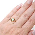 Opal & Diamond Ring - Modern 14k Yellow Gold Natural Oval Cabochon Cut Gemstone Bypass - Estate Circa 2000's Era Size 4 1/4 Fine Jewelry
