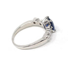 Sapphire & Diamond Ring - Estate Platinum Natural Blue Cushion Cut Gemstone Engagement - Modern Era 2000s Anniversary Bridal Fine Jewelry