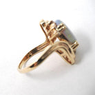 Vintage Opal & Diamond Ring - Estate 14k Yellow Gold Natural Oval Cabochon Gemstone - Modern Circa 1980s Size 9 Bypass Cocktail Fine Jewelry