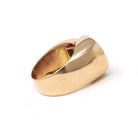 Viintage Cocktail Ring - Retro 18k Rose Gold Star Incised Natural Diamonds Created Rubies - Circa 1960s Era Size 8 1/4 Buckle Fine Jewelry