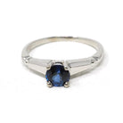 Estate Sapphire Ring - Modern Platinum Natural Blue .63 CT Gemstone Illusion Engagement Setting - Circa 2000s Era Solitaire Fine Jewelry