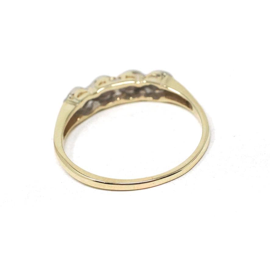 Vintage Diamond Band - Mid Century 14k Yellow & White Gold .03 CTW Wedding Ring - Circa 1950s Size 7 1/4 Fine Two Tone Fine Bridal Jewelry