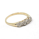 Vintage Diamond Band - Mid Century 14k Yellow & White Gold .03 CTW Wedding Ring - Circa 1950s Size 7 1/4 Fine Two Tone Fine Bridal Jewelry