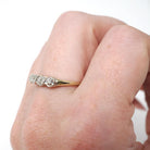 Vintage Diamond Band - Mid Century 14k Yellow & White Gold .03 CTW Wedding Ring - Circa 1950s Size 7 1/4 Fine Two Tone Fine Bridal Jewelry