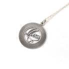 Vintage Mother Necklace - Retro Sterling Silver Round Medallion Charm Pendant - Circa 1970s Era Mom Love Token Mothers Day Gift Jewelry