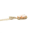 Vintage Cameo Necklace - Retro 10k Yellow Gold Oval Carved Shell Flower Pendant Charm - Circa 1940s Era Statement Fine Esemco 40s Jewelry