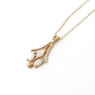 Vintage Opal Pendant - Retro 14k Yellow Gold Marquise Cabochon Cut Gemstones Necklace - Vintage Circa 1970s October Birthstone Fine Jewelry