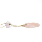 Carved Rose Quartz Necklace - Vintage Art Deco 14k Yellow Gold Natural Pink Gemstones - Circa 1930s Era Statement Beaded Flower Fine Jewelry