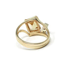 Vintage Zircon Ring - Retro 14k Yellow Gold Yellow Gemstone Natural Diamond Accents - Circa 1970s Era Size 5 3/4 Bypass Style Fine Jewelry