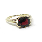 Antique Garnet Ring - Edwardian 14k Yellow Gold Natural Dark Red Gemstone - Circa 1900s Size 4 3/4 January Birthstone Filigree Fine Jewelry