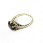 Antique Garnet Ring - Edwardian 14k Yellow Gold Natural Dark Red Gemstone - Circa 1900s Size 4 3/4 January Birthstone Filigree Fine Jewelry